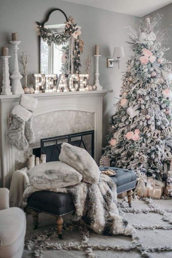 Uređenje doma u duhu Božića dnevni boravak peace